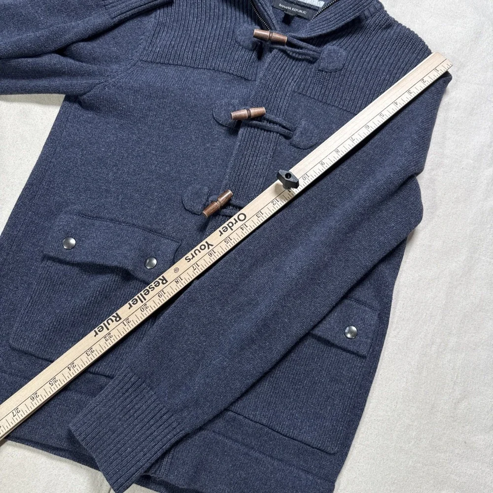 Banana Republic Full Zip Sweater w/ Toggle Buttons Size Small Cotton Dark Navy